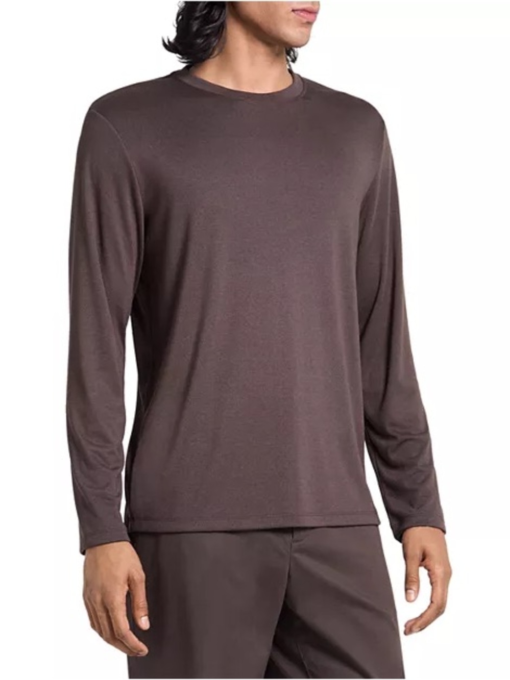 Theory Essential Tee LS Anemone Milano Dark Brown Long Sleeve Top XXL